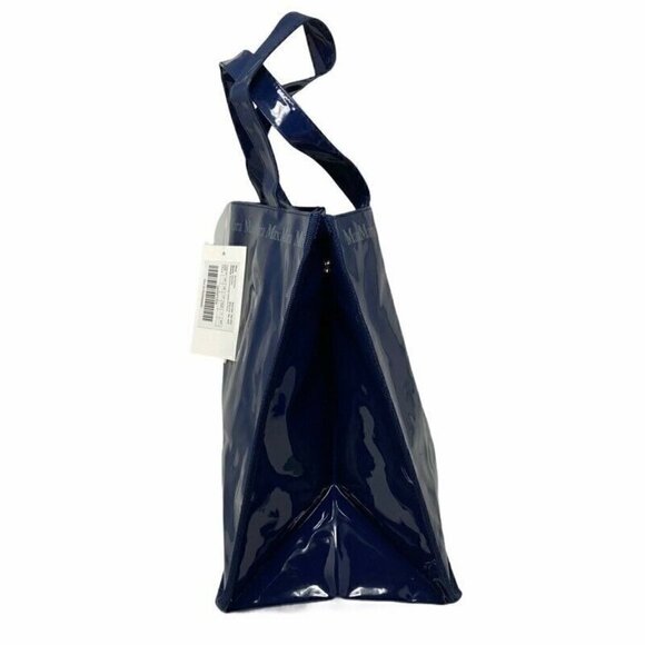NEW Max Mara Womens Tote Bag Purse Blue Patent - Picture 3 of 12